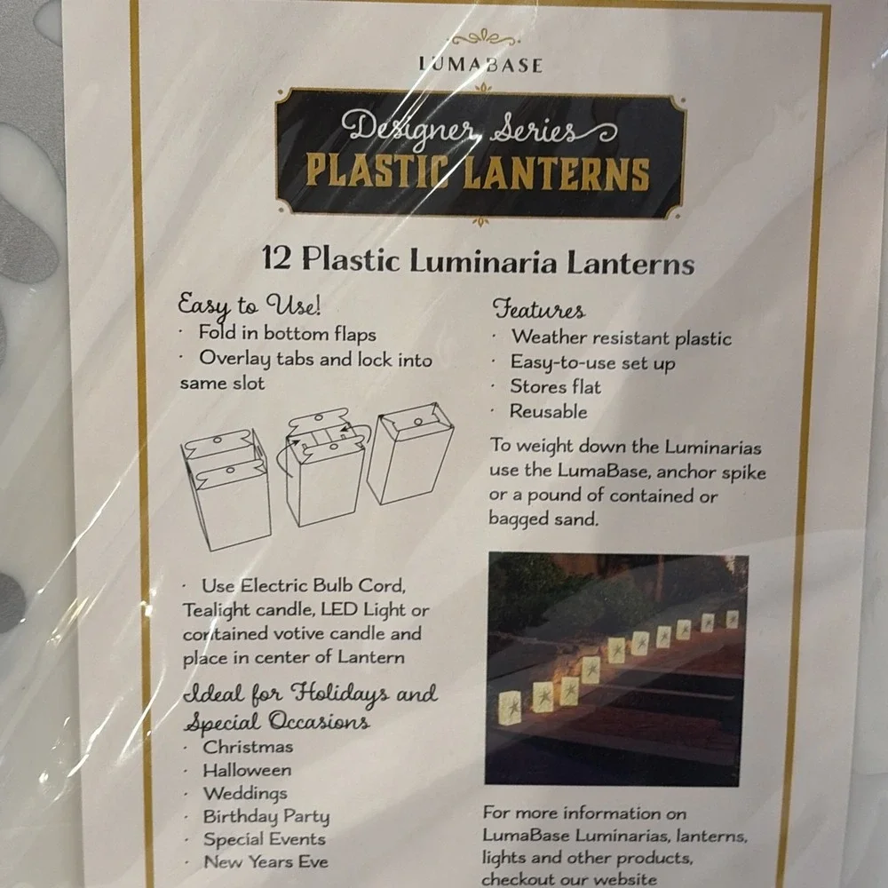 LumaBase Plastic Luminaria Lanterns, 12 Count (Pack of‎ 1), Snowflake